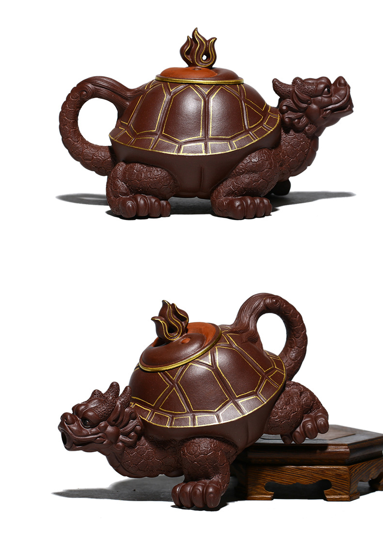 龙龟紫砂壶厂家原矿紫泥神龟茶壶茶具精品