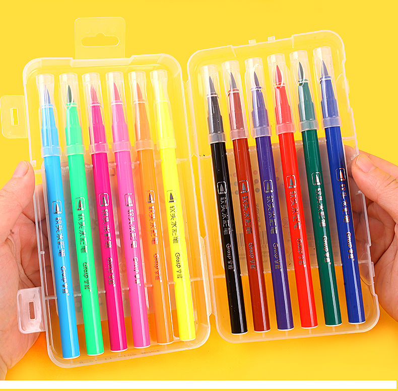 软头水彩笔水组合36绘画套装48色小学生涂画彩色笔可水洗文具
