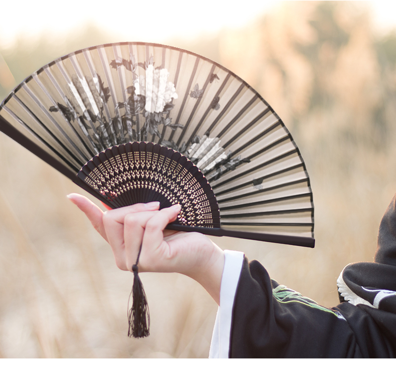 中国风古风汉服扇子女式折扇 古装女扇古风随身折叠工艺扇樱花扇 封后