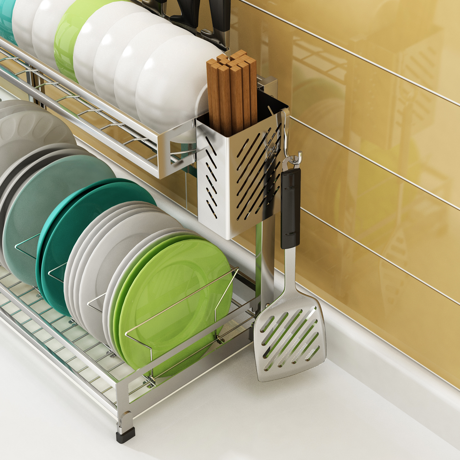 304不锈钢厨房置物架家用晾碗筷架子凉落地放碗架沥水架收纳三维工匠