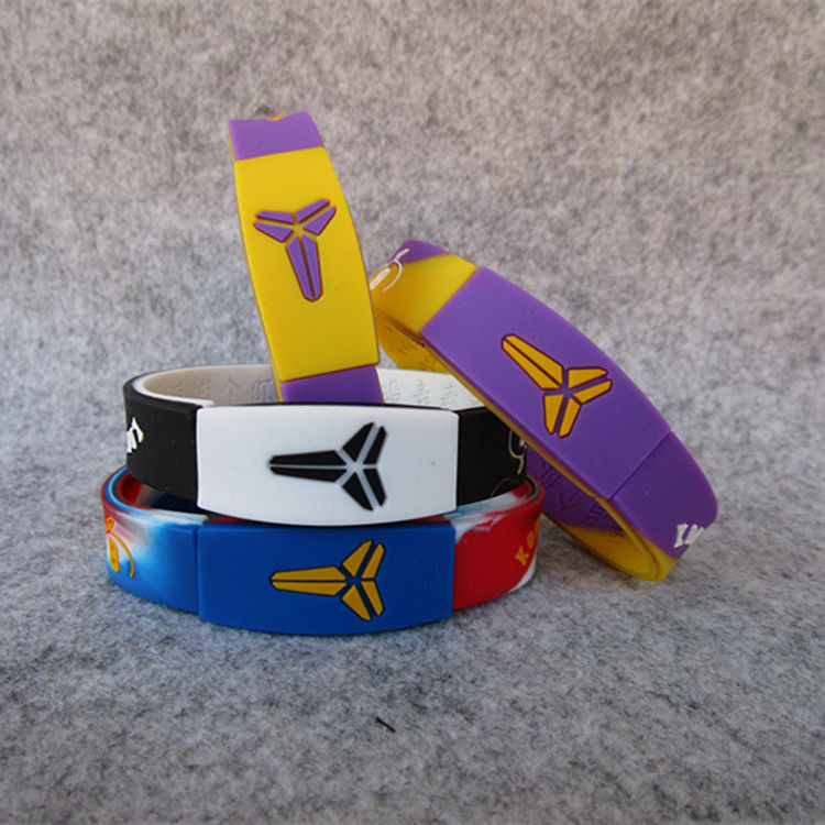 篮球球星湖人24号科比横标运动手环硅胶白色夜光腕带球迷饰品加厚m3