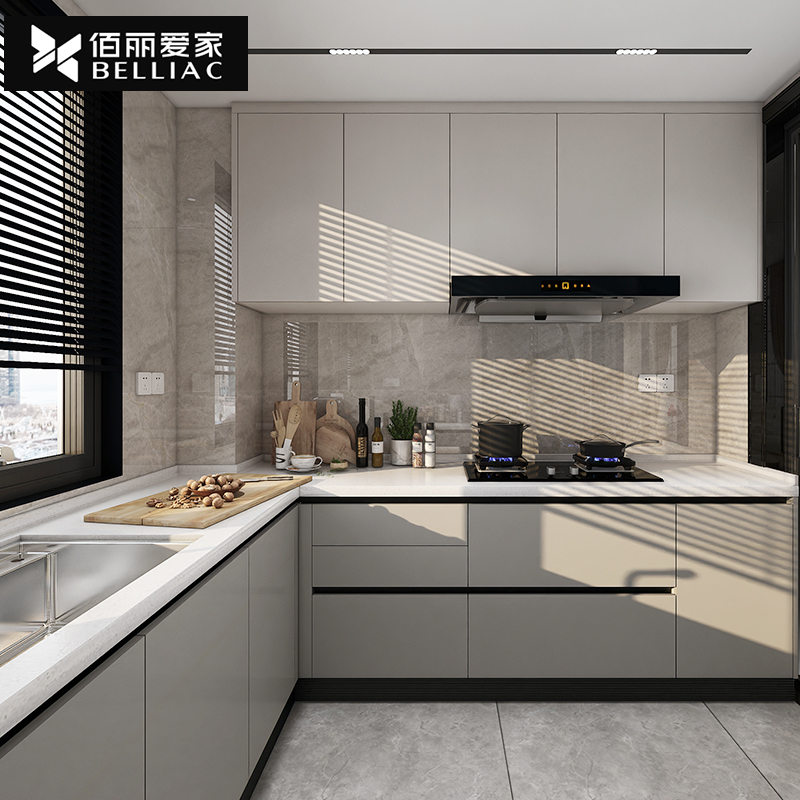 【佰丽爱家定制橱柜】 佰丽爱家全屋定制现代轻奢厨房橱柜整体设计