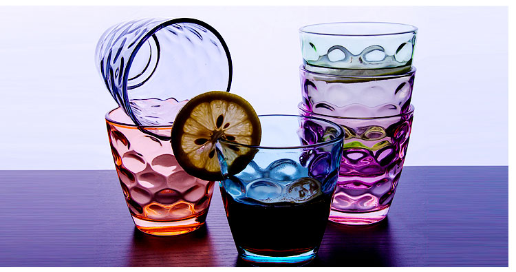 彩色耐热家用水雨点杯子无铅玻璃杯套装