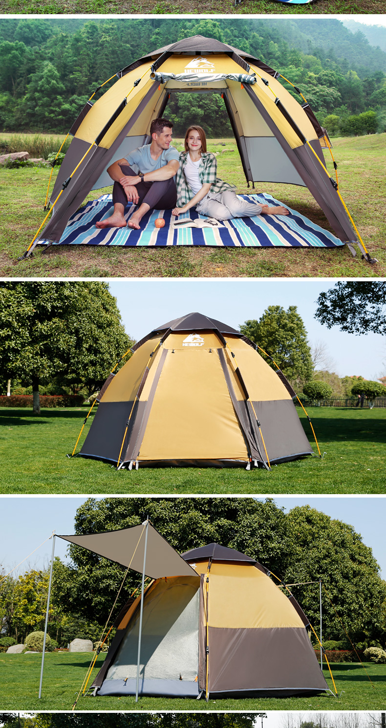 公狼帐篷户外34人全自动2人双人加厚防雨露营野外野营装备防暴雨