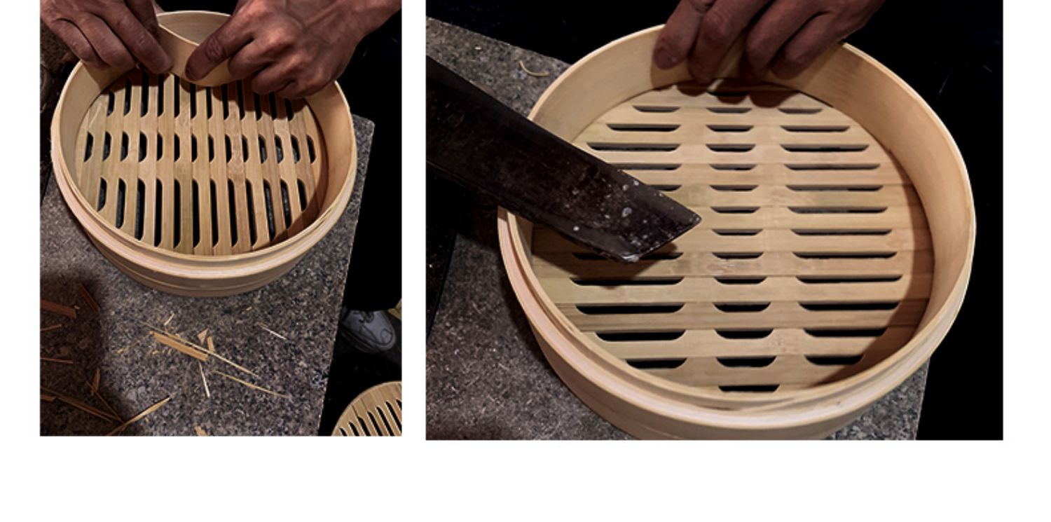 加深蒸笼竹制家用手工竹编黄家蒸笼铝边蒸格大小笼包子蒸屉 敬平