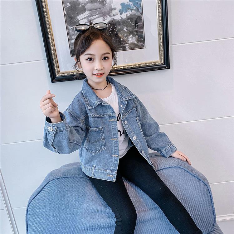 女童牛仔衣儿童夹克衫外套秋装小女孩中大童洋气时尚短款春秋