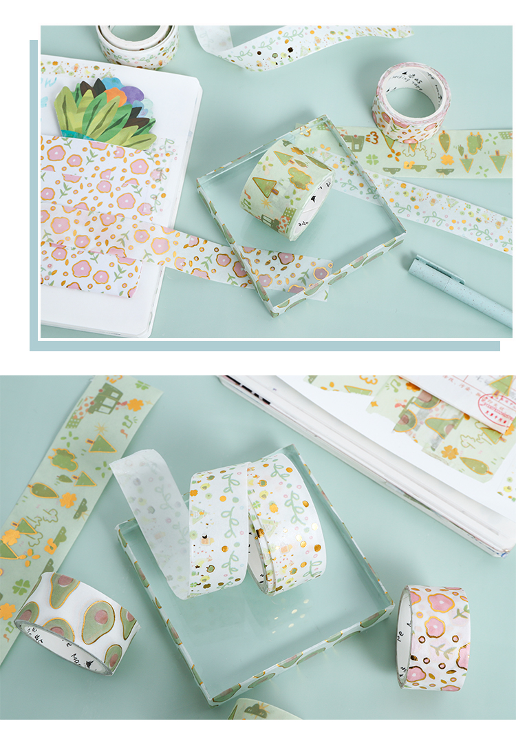 本小姐 盐系烫金和纸组合装胶带 手帐diy素材小物件彩色装饰胶带