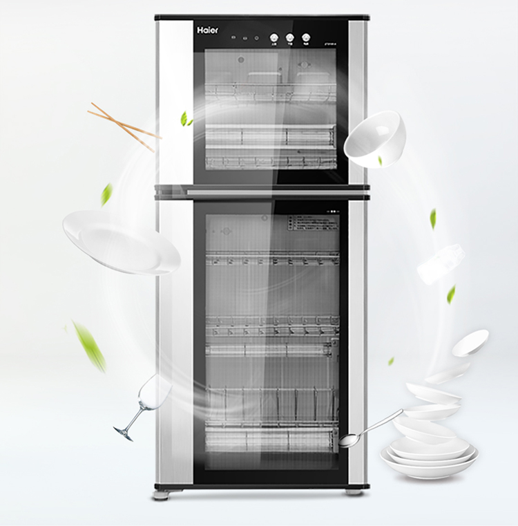 海尔(haier) 消毒柜ztd100-a立式家用光波红外线消毒双门双温高温 100