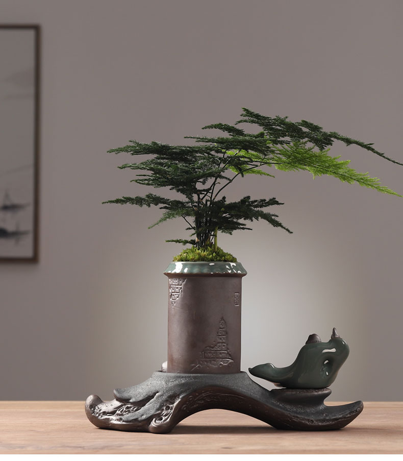 三维工匠创意个性绿植文竹盆景植物家用室内盆栽专用陶瓷花盆客厅装饰