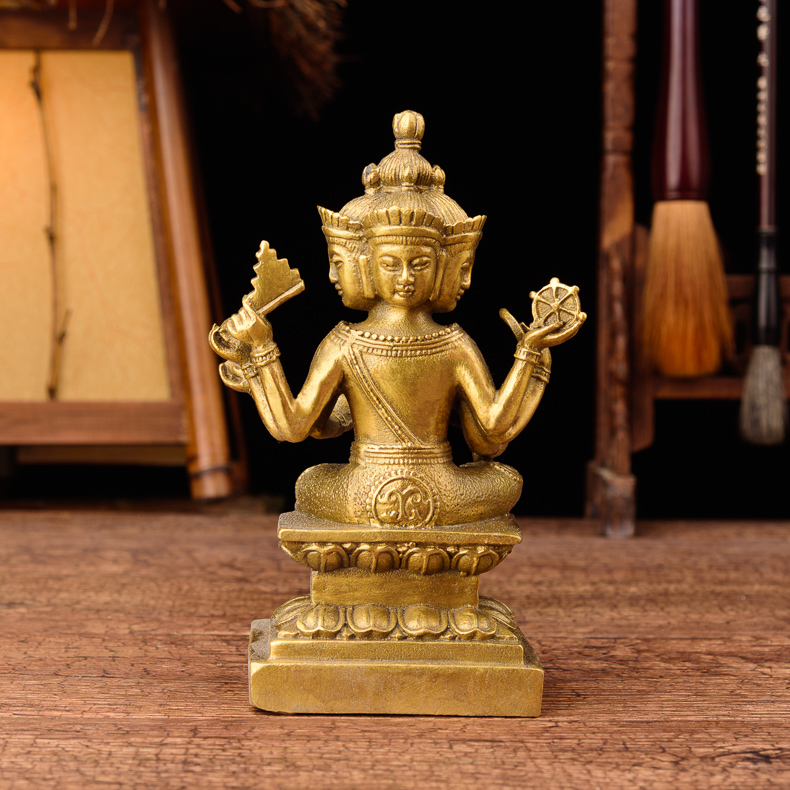 美帮汇铜泰国四面佛像大梵天铜像摆件佛堂居室用品