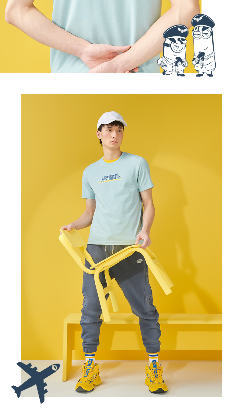 361°运动t恤 小黄人联名袁昊同款|361运动t恤男夏季新款休闲上衣圆领