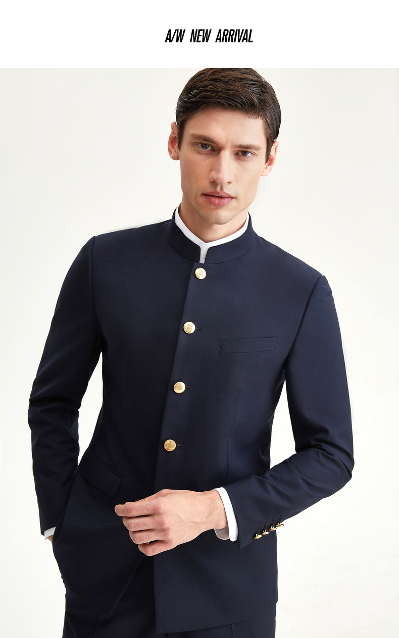 柒牌男装单西商务休闲西服秋冬时尚立领中山装男士正装外套【价格