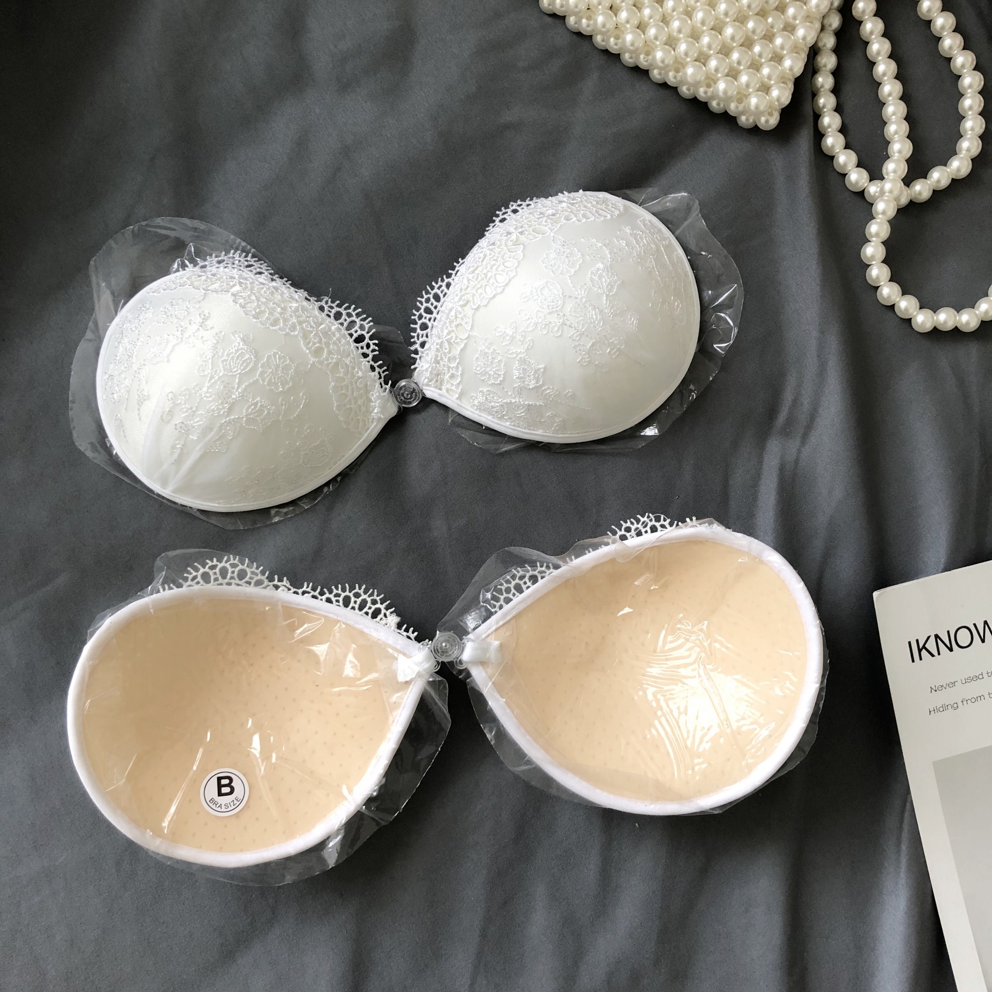 suntek夏季新款蕾丝胸贴加厚乳贴硅胶隐形文胸聚拢上托无肩带白色内衣