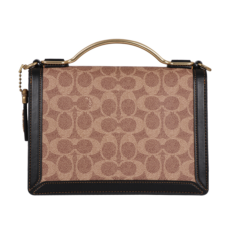 coach蔻驰奢侈品女士riley系列马车图案涂层帆布配皮手提斜挎单肩包