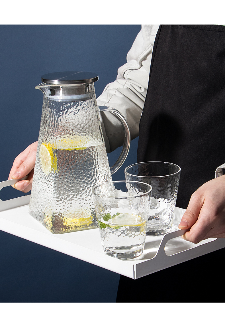 器皿611762427599 锤目纹玻璃冷水壶家用创意客厅耐热玻璃水壶凉水壶