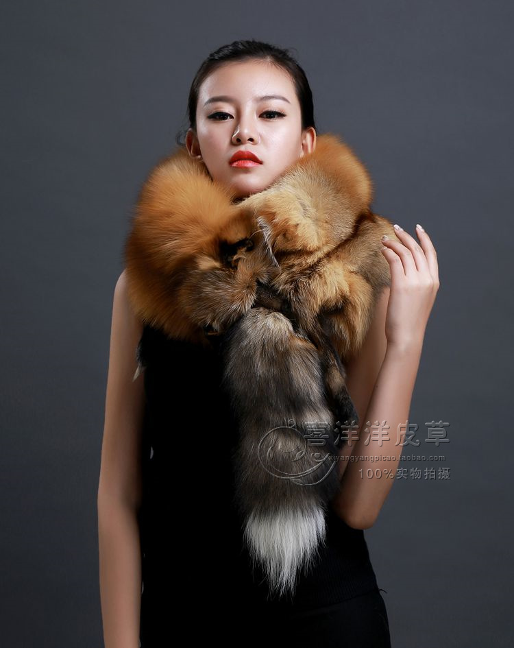 整只狐狸皮围脖 冬季男女真皮围脖 围巾整张狐狸毛披肩大毛领