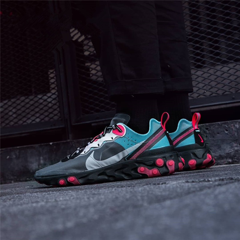 nike耐克react element 87 高桥盾联名 蓝绿男子休闲运动跑鞋 老爹鞋