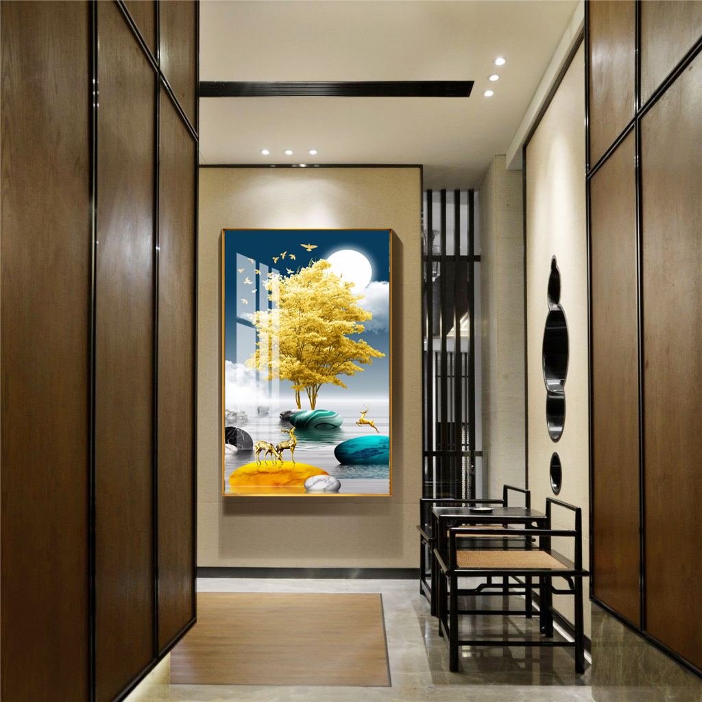 入户玄关装饰画现代简约走廊过道北欧大气竖版进门客厅墙壁画挂画
