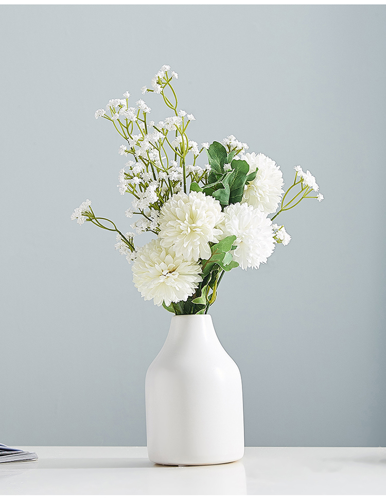 ins白色陶瓷花瓶摆件客厅创意插花小瓷瓶餐桌干花装饰品组合9