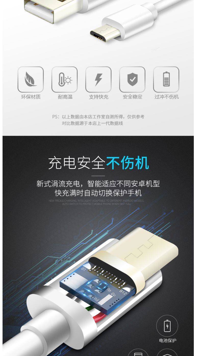 华为荣耀8x数据线jsnal00a手机充电线充电器快充加长2米安卓v8胶线2条