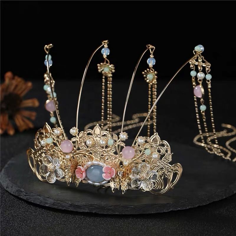 虹裳霞披凤冠 儿童节礼物古风超仙女童发饰发冠中国风演出皇冠汉服发