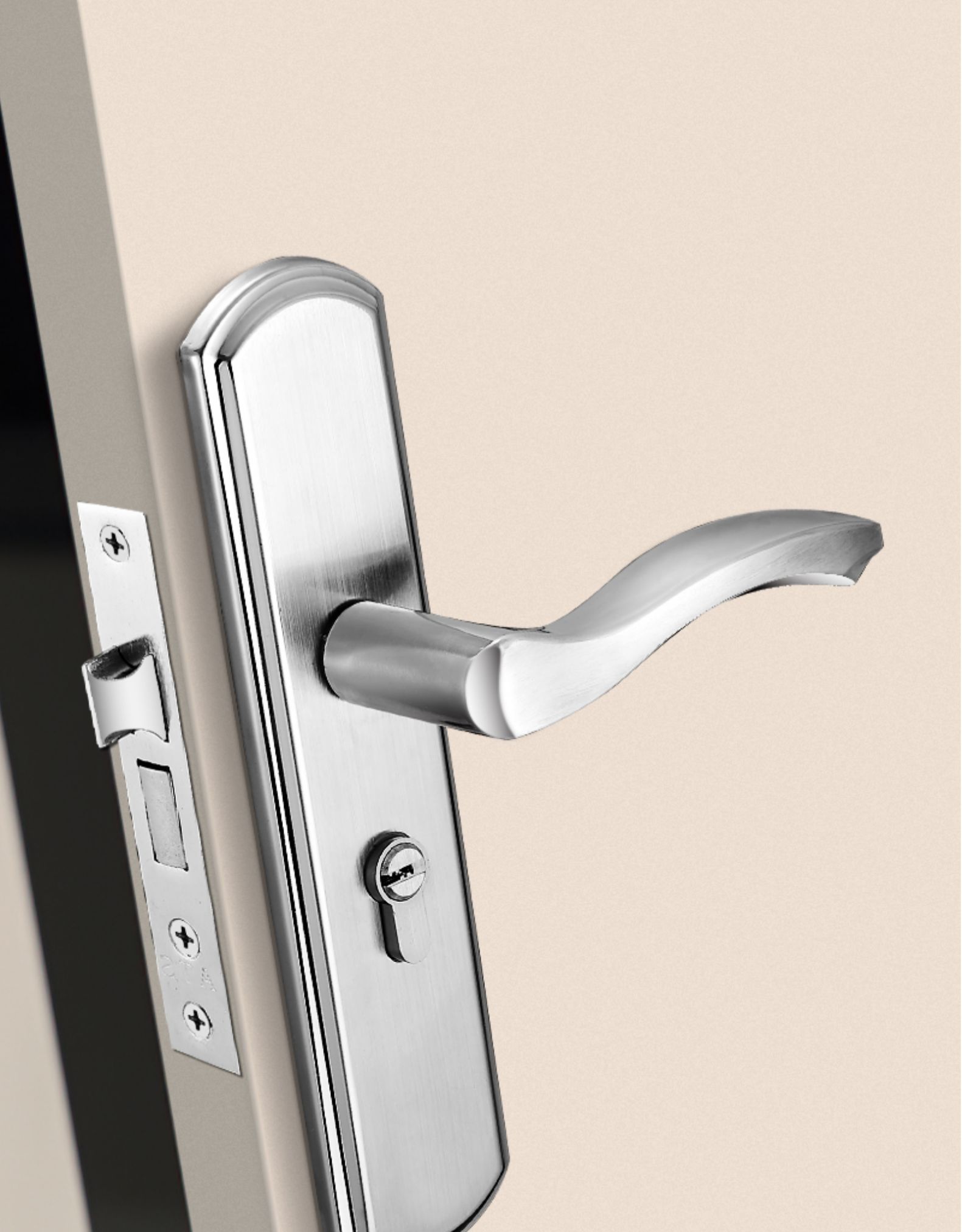 卧室门锁家用通用型免改孔房间木门室内门锁不锈钢门把手敬平