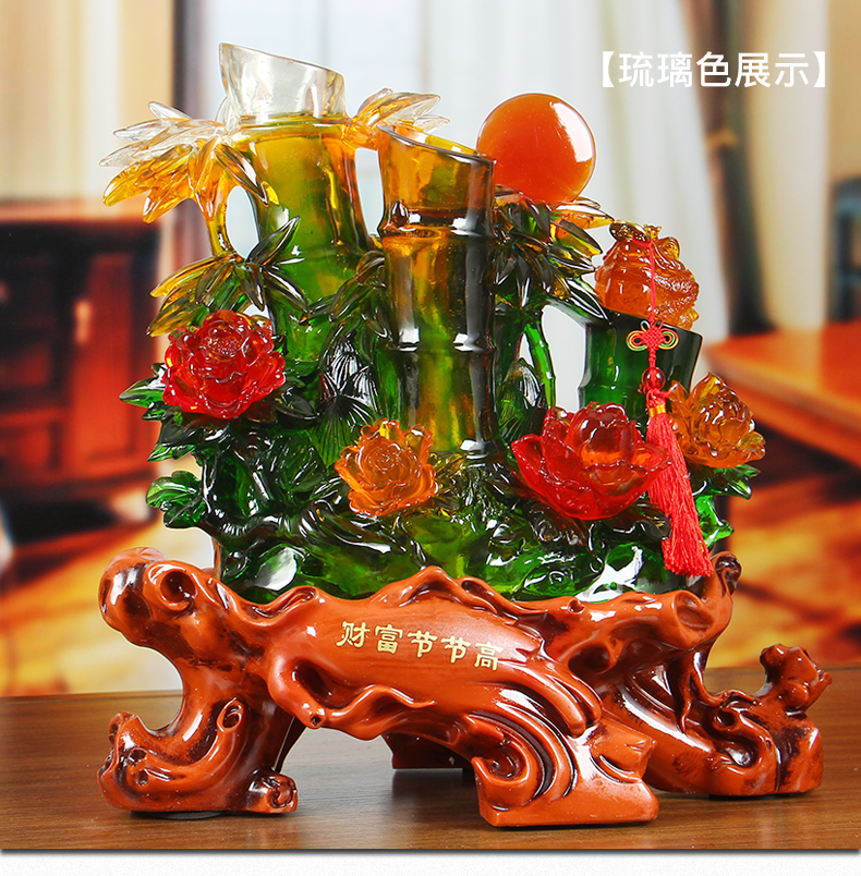 上市招财富贵财富节节高竹子摆件大号工艺品中式家居装饰品办公室摆设