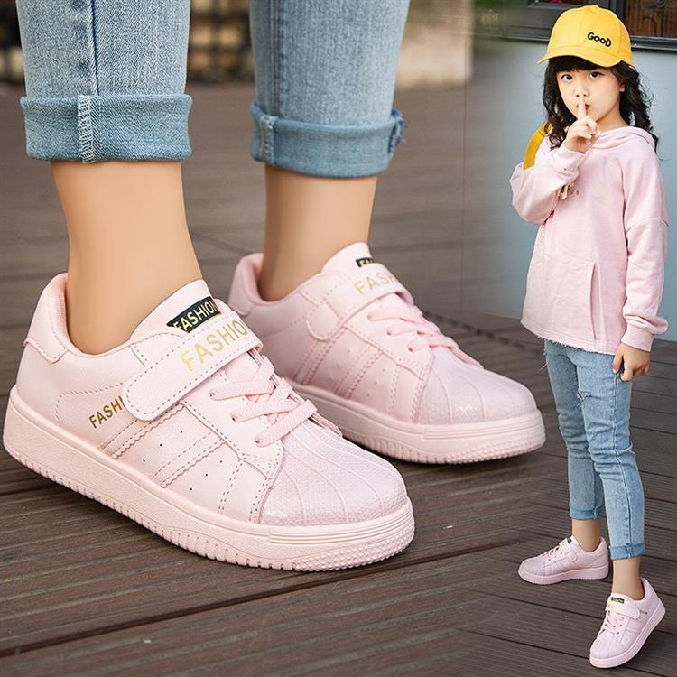 儿童小白鞋女童运动鞋2021新款春秋单鞋百搭休闲贝壳头板鞋男童鞋