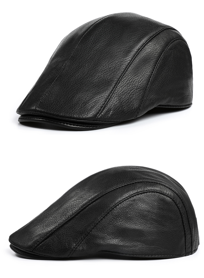 男帽秋冬新款羊皮帽子鸭舌帽男士真皮皮帽子海宁皮帽子休闲潮 鹿纹皮