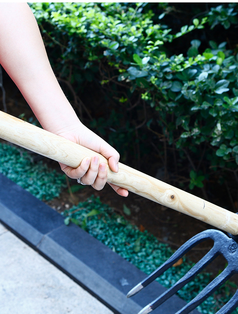 jingping开恳松土翻地工具农用叉锄锄头耙子长木柄全钢锄三齿锄户外山