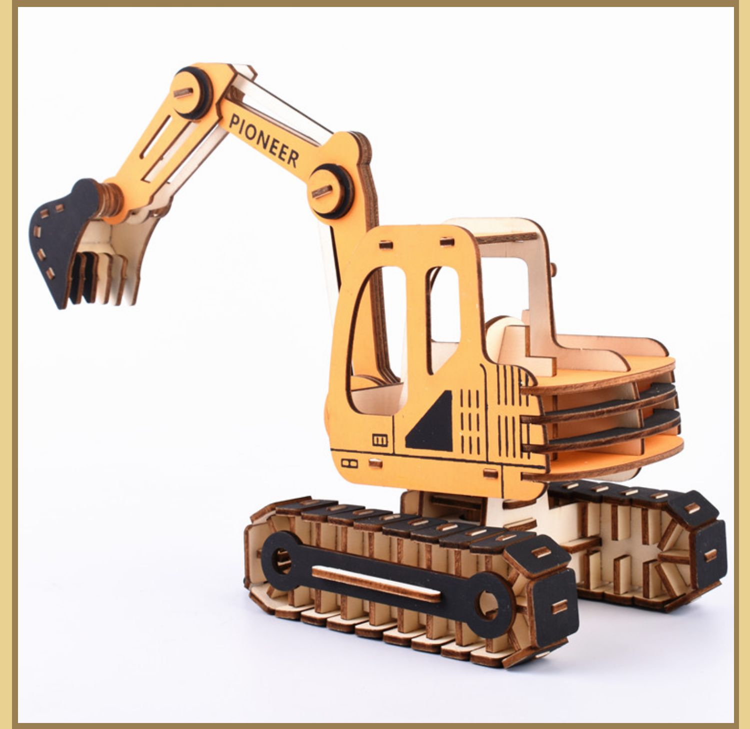 [诺森正版]diy木制拼装挖掘机仿真模型 儿童手工益智玩具3d立体拼图