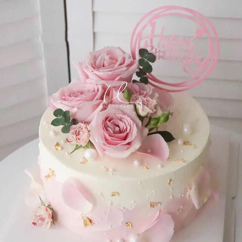 套餐16仿真玫瑰花花瓣小花朵生日蛋糕装饰摆件情人节求婚礼物绿叶插件