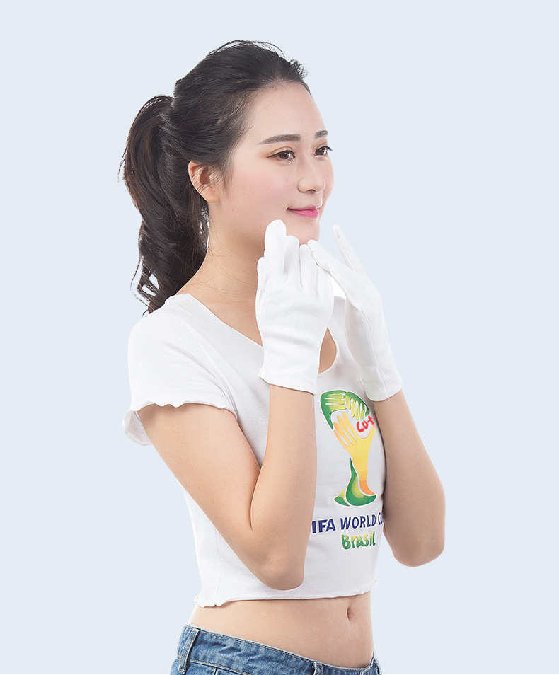 白手套礼仪耐磨纯棉工作文玩盘珠布棉薄开车白色薄款女男加厚防滑