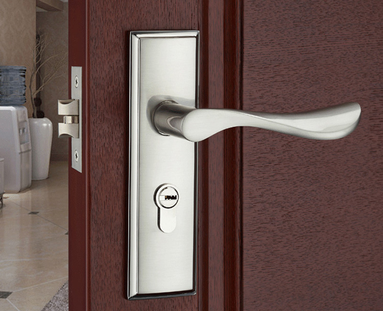 jingping门锁房门室内卧室套装木门锁具铝合金黑色单舌锁家用通用型