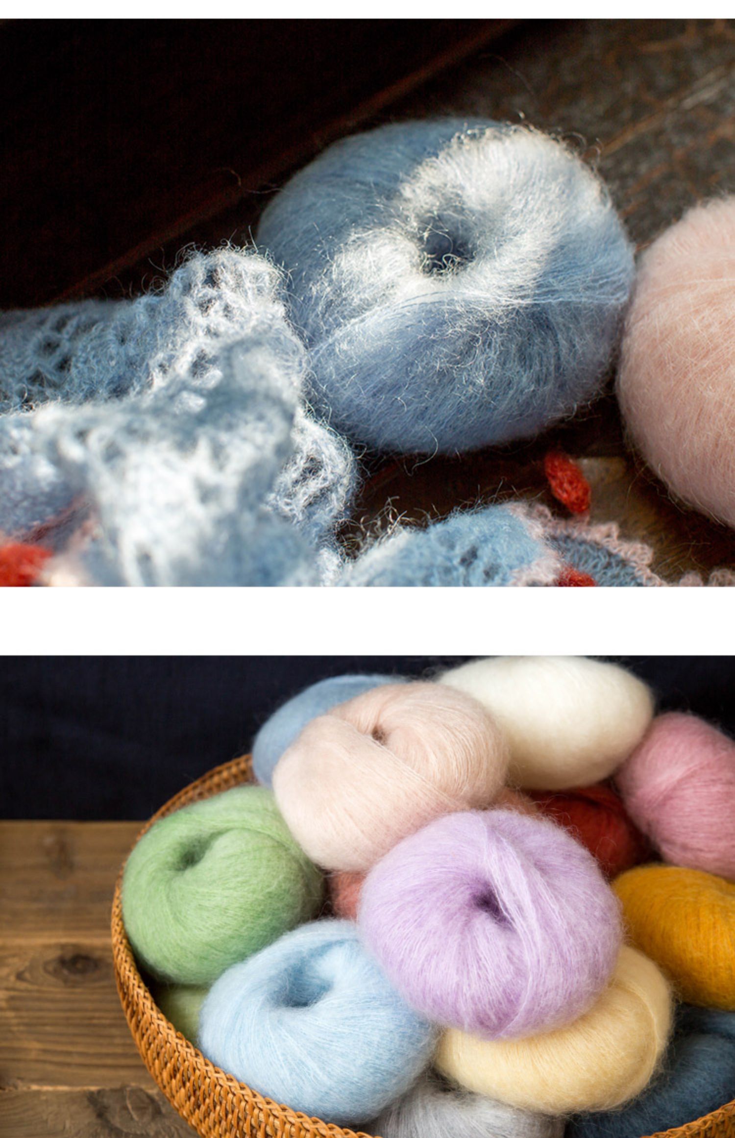 《南非幼马海毛毛线团细手工diy编织围巾披肩围脖宝宝毛衣 01乳白ma11