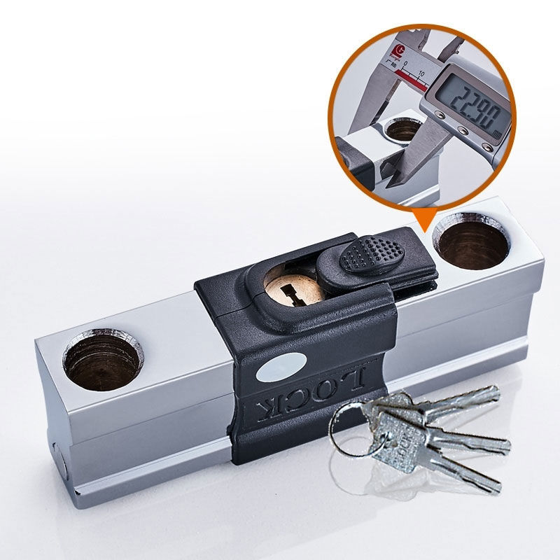 加粗加长玻璃门锁双开门大插锁u型锁店商铺用防盗锁拉手锁把手锁短款