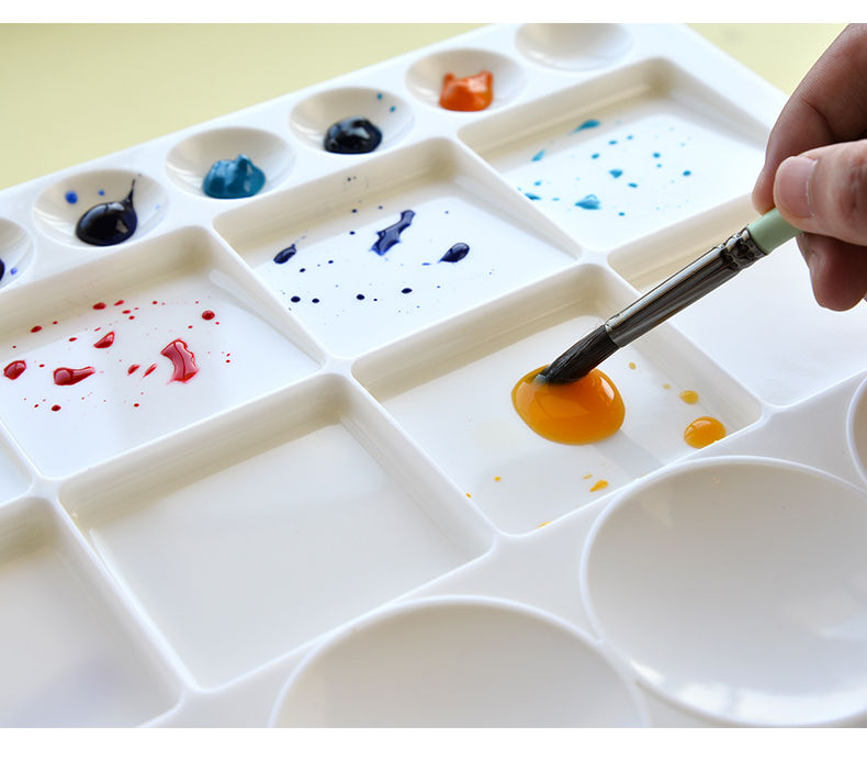 新款调色盘11格水彩调色盘易清洗方形调色板水粉丙烯国画塑料颜料盘