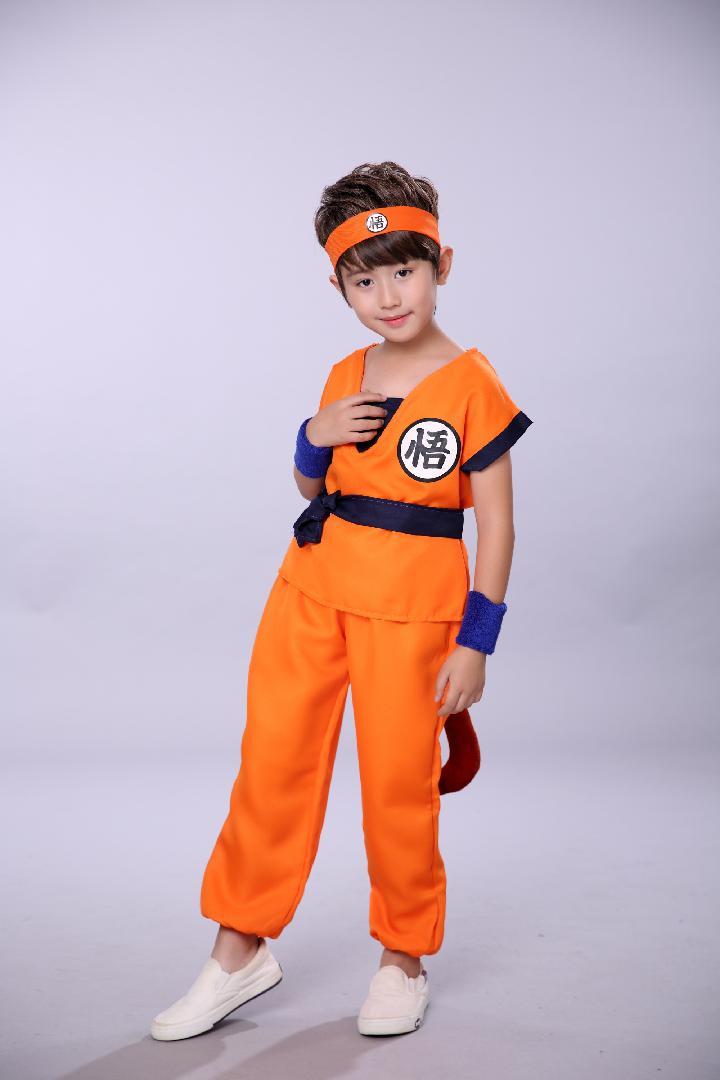 万圣节新款儿童演出服七龙珠男童cosplay动漫装服装孙悟空表演服桔