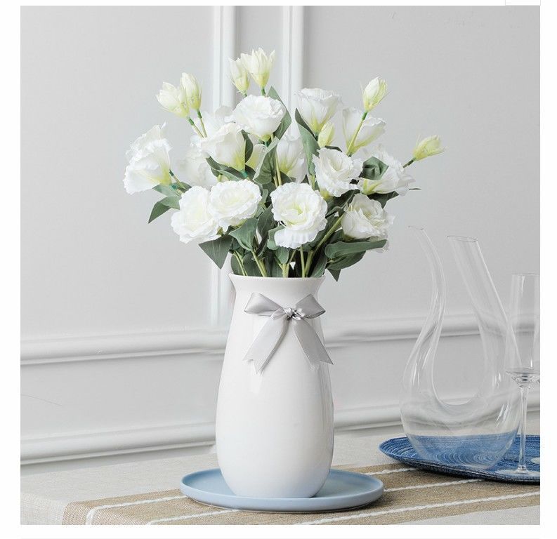 洋桔梗仿真花野餐拍照手捧花客厅装饰假花花店样品小清新餐桌摆件白色