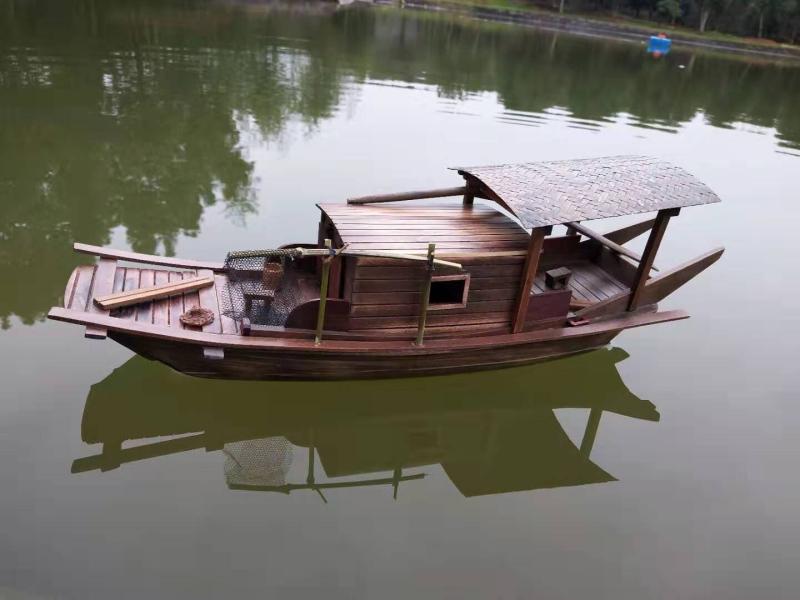 中国江南水乡木船仿古绍兴水乡船乌篷船可以水中飘工艺品装饰摆件 封