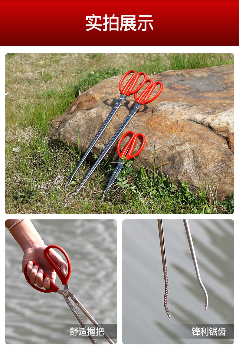 御蓝锦黄鳝夹泥鳅钳子多功能防脱防滑不锈钢钳生铁低碳钢螃蟹龙虾大