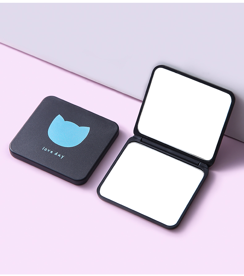 小镜子随身携带迷你化妆镜双面便携学生手持折叠镜子家用小型女 三维