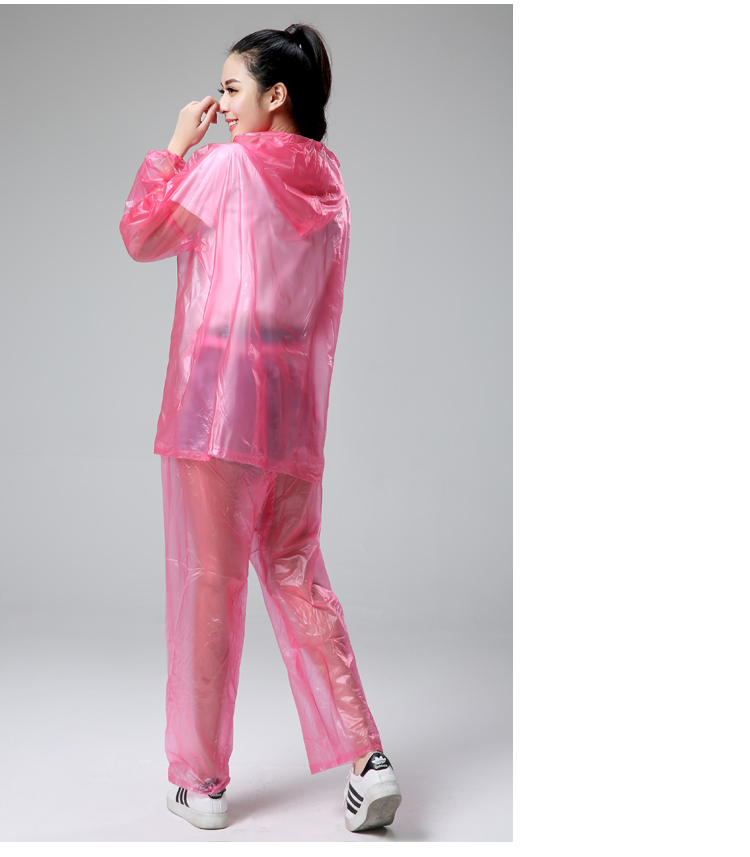 封后时尚透明套装雨衣雨裤分体塑料韩版雨披男女成人防水户外骑行eva