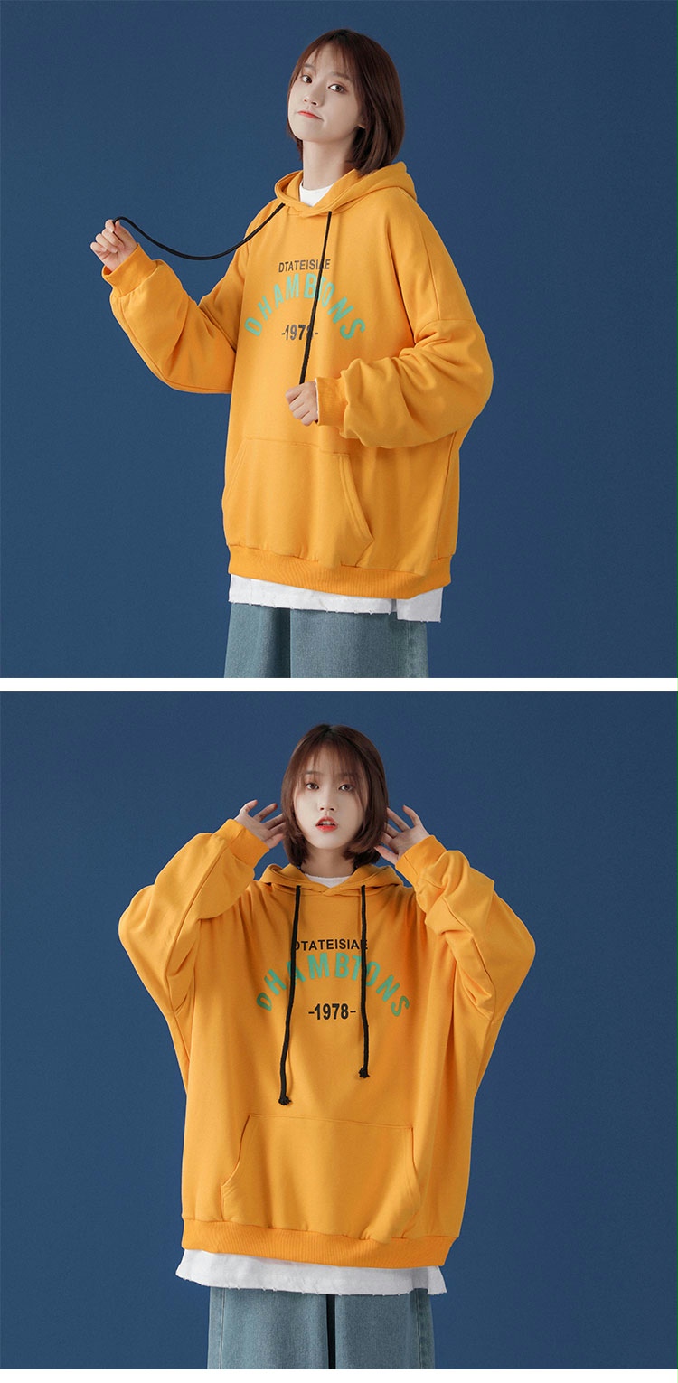 rosuya女装秋冬百搭长袖宽松连帽套头卫衣潮韩版外套