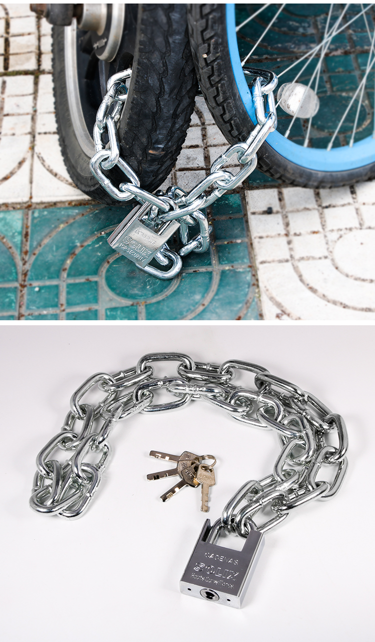 加粗铁链子锁链条锁电动车锁大钢链加长自行车锁摩托车防盗锁具