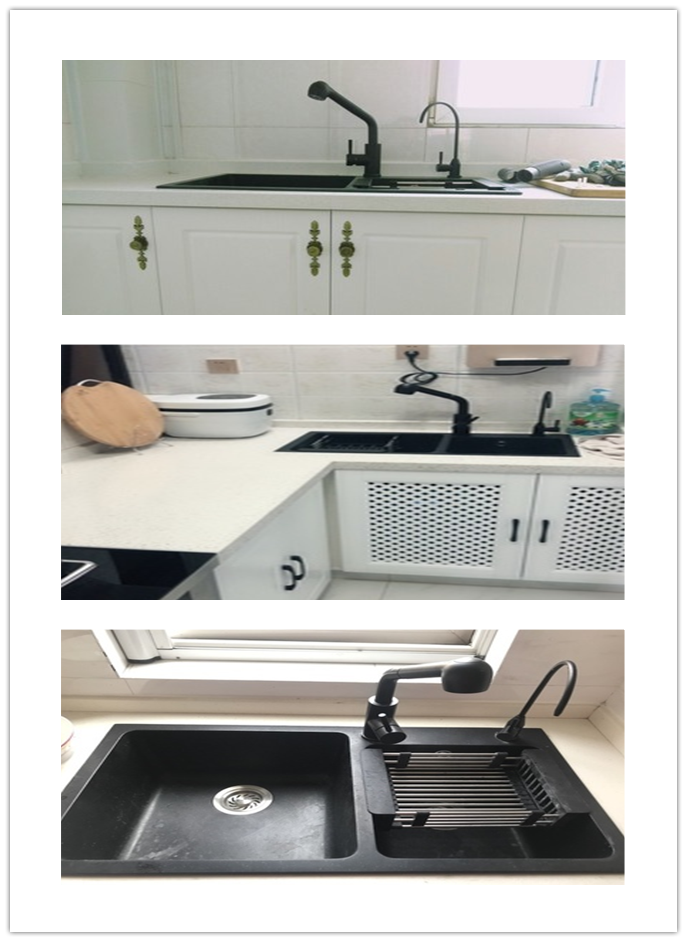 【彤派厨盆/水槽1】 欧贝斯进口家用厨房黑色石英石水洗菜盆手工双