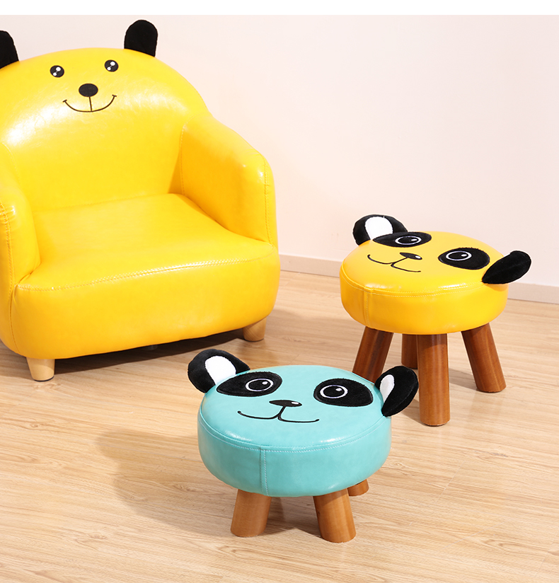 三维工匠卡通儿童小凳子家用圆凳动物可爱时尚创意脚凳实木垫脚凳椅子