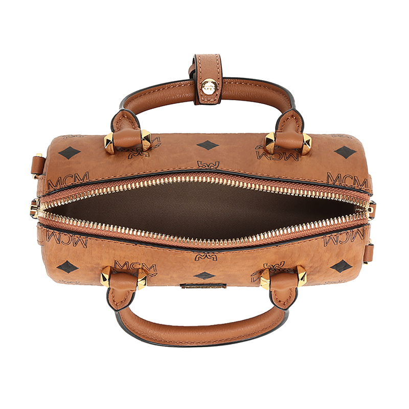mcm女士涂层帆布配皮手提单肩斜挎包波士顿包mwbaase03
