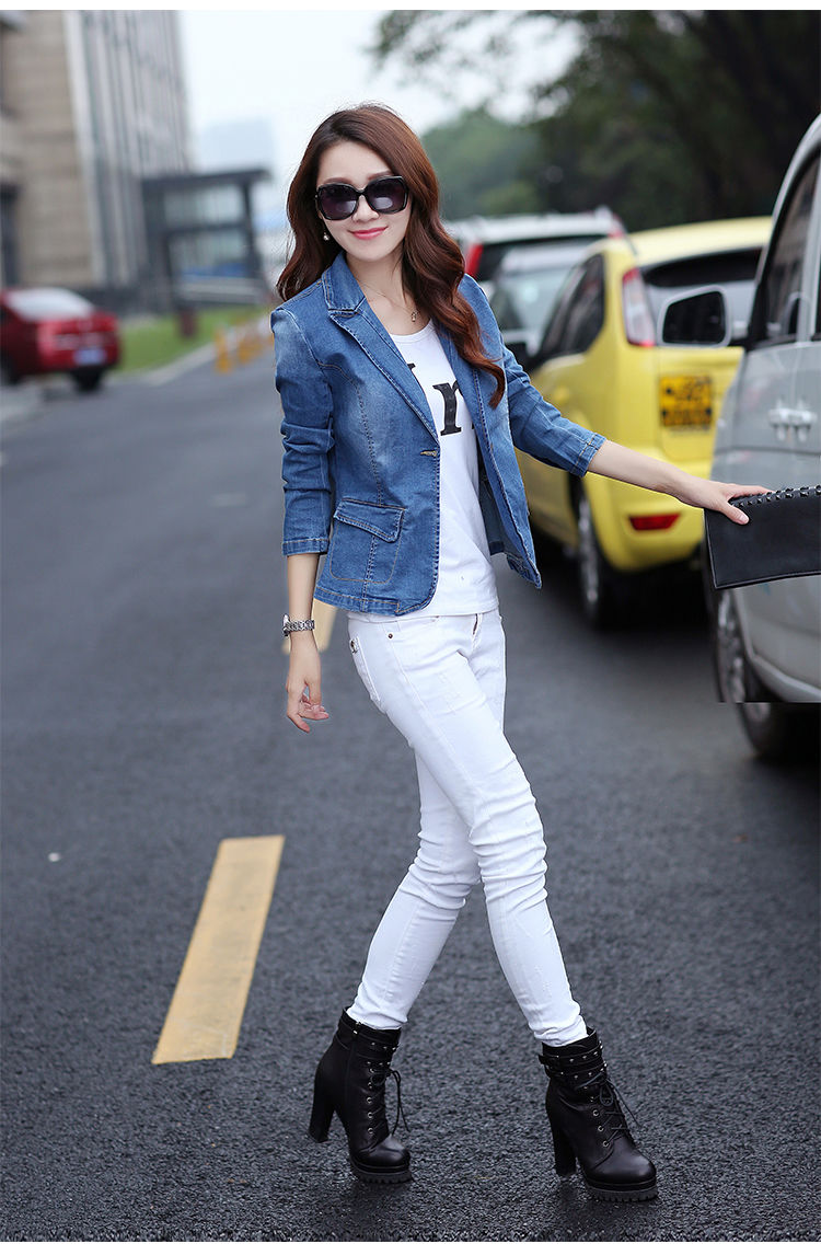 2020春秋新款女装牛仔服外套气质修身显瘦短款小西装时尚韩版上衣