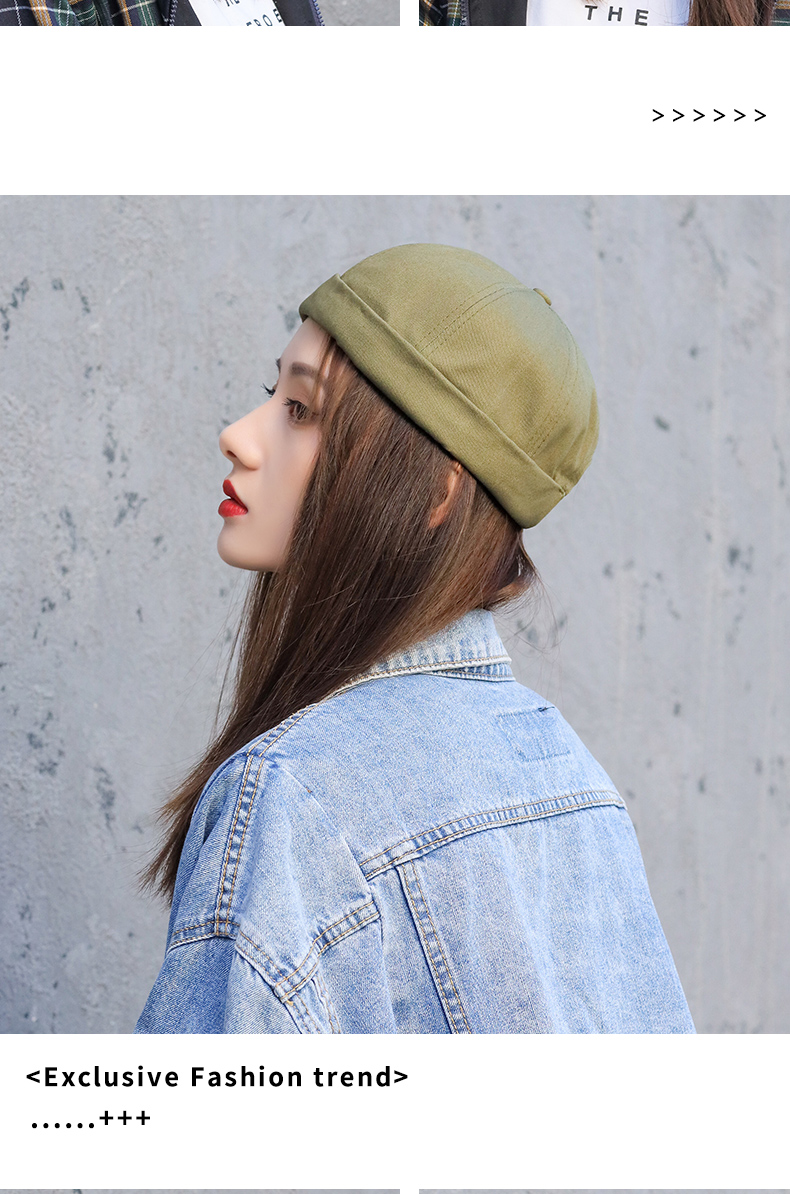 帽子女瓜皮帽地主帽雅痞流氓帽女士复古西瓜帽ins潮牌夏天寸头帽墨斗